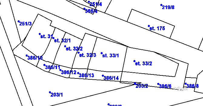 Parcela st. 33/1 v KÚ Štětovice, Katastrální mapa
