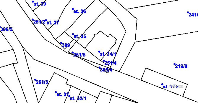 Parcela st. 34/1 v KÚ Štětovice, Katastrální mapa