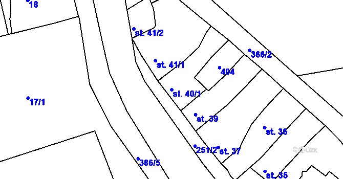 Parcela st. 40/1 v KÚ Štětovice, Katastrální mapa
