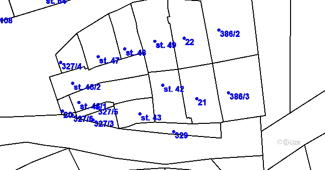 Parcela st. 42 v KÚ Štětovice, Katastrální mapa