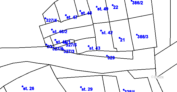 Parcela st. 43 v KÚ Štětovice, Katastrální mapa