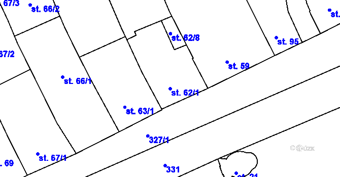 Parcela st. 62/1 v KÚ Štětovice, Katastrální mapa