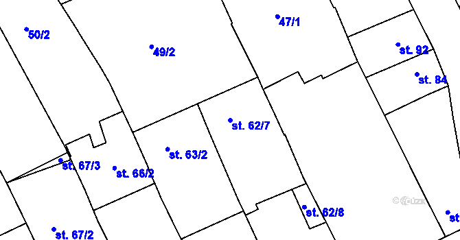 Parcela st. 62/7 v KÚ Štětovice, Katastrální mapa