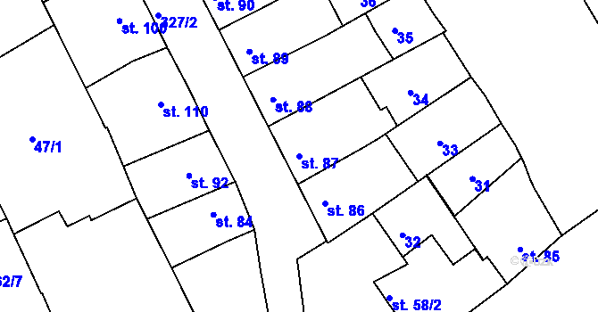 Parcela st. 87 v KÚ Štětovice, Katastrální mapa