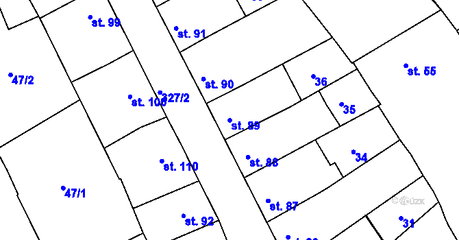 Parcela st. 89 v KÚ Štětovice, Katastrální mapa