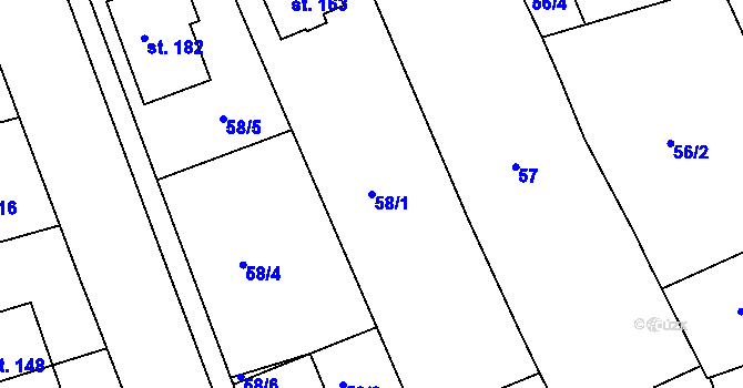 Parcela st. 58/1 v KÚ Štětovice, Katastrální mapa