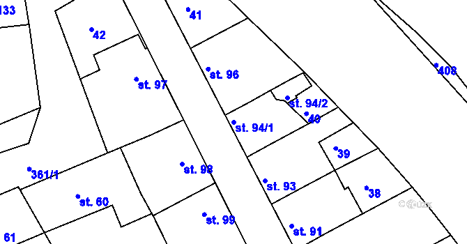 Parcela st. 94/1 v KÚ Štětovice, Katastrální mapa