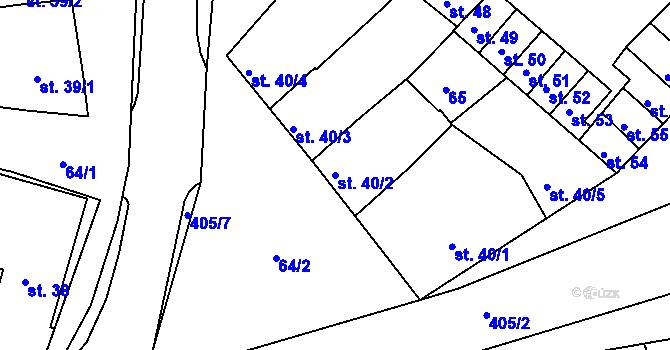 Parcela st. 40/2 v KÚ Vrbátky, Katastrální mapa