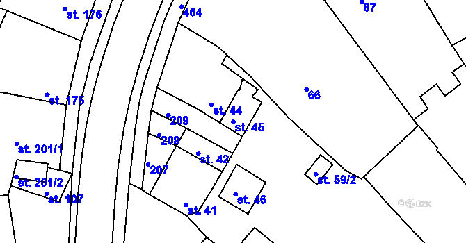 Parcela st. 45 v KÚ Vrbátky, Katastrální mapa