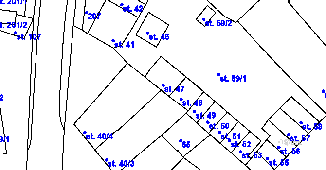 Parcela st. 47 v KÚ Vrbátky, Katastrální mapa