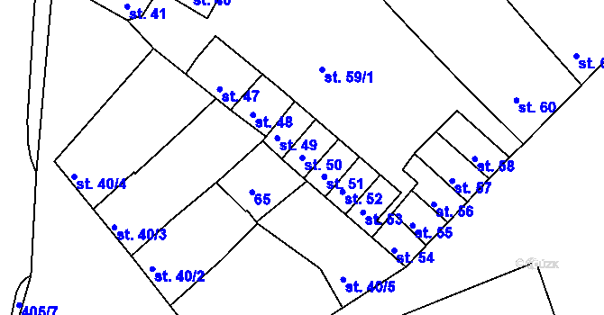 Parcela st. 50 v KÚ Vrbátky, Katastrální mapa