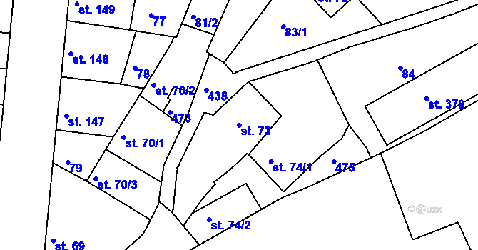 Parcela st. 73 v KÚ Vrbátky, Katastrální mapa