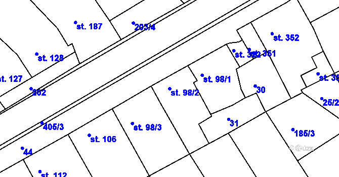 Parcela st. 98/2 v KÚ Vrbátky, Katastrální mapa