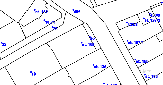 Parcela st. 109 v KÚ Vrbátky, Katastrální mapa