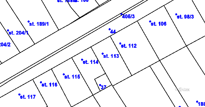 Parcela st. 113 v KÚ Vrbátky, Katastrální mapa