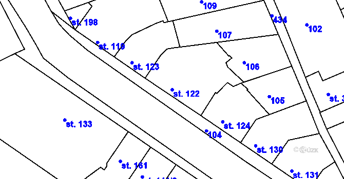 Parcela st. 122 v KÚ Vrbátky, Katastrální mapa
