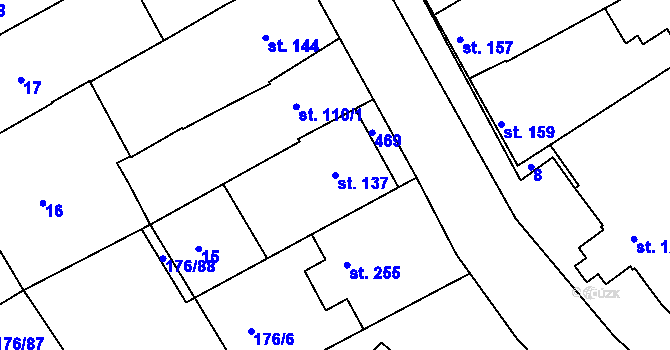Parcela st. 137 v KÚ Vrbátky, Katastrální mapa