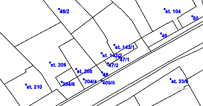Parcela st. 143/2 v KÚ Vrbátky, Katastrální mapa