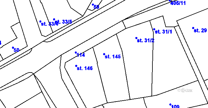 Parcela st. 145 v KÚ Vrbátky, Katastrální mapa