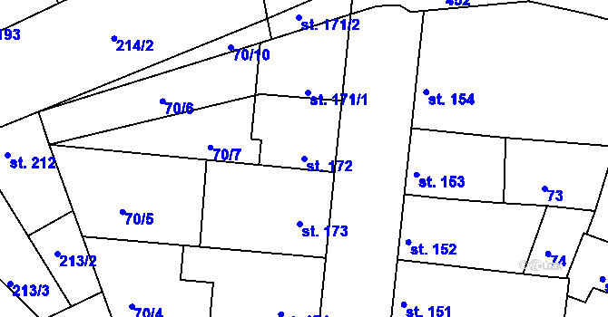 Parcela st. 172 v KÚ Vrbátky, Katastrální mapa