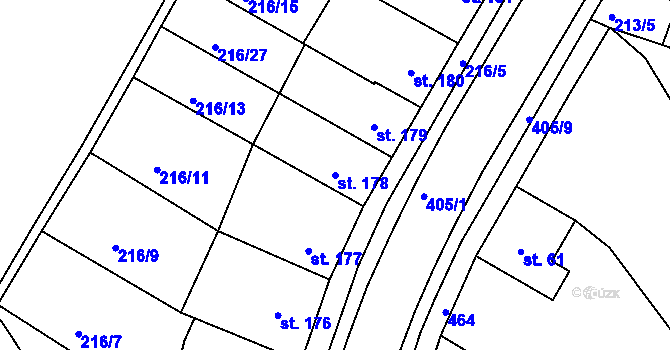 Parcela st. 178 v KÚ Vrbátky, Katastrální mapa