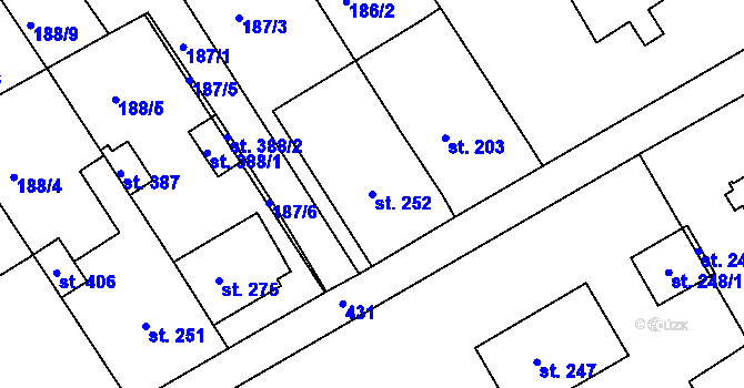 Parcela st. 252 v KÚ Vrbátky, Katastrální mapa