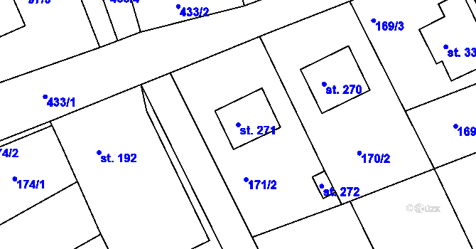 Parcela st. 271 v KÚ Vrbátky, Katastrální mapa
