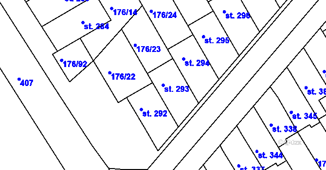 Parcela st. 293 v KÚ Vrbátky, Katastrální mapa