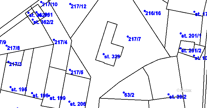 Parcela st. 329 v KÚ Vrbátky, Katastrální mapa