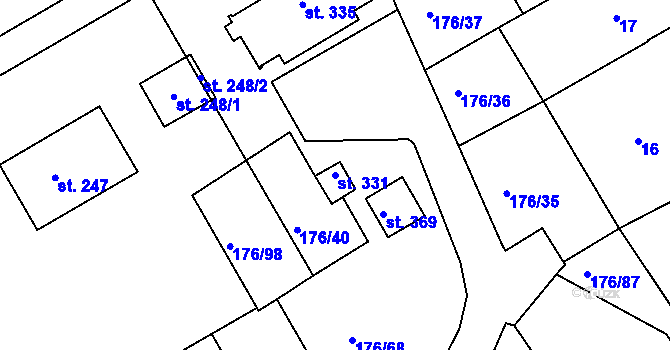 Parcela st. 331 v KÚ Vrbátky, Katastrální mapa