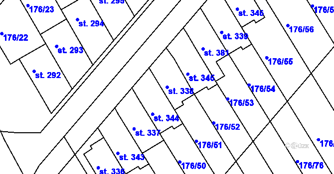 Parcela st. 338 v KÚ Vrbátky, Katastrální mapa