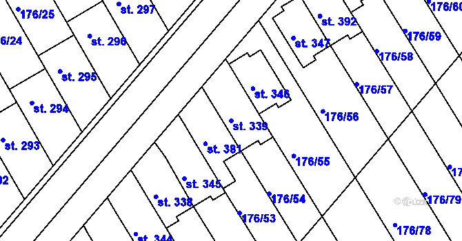 Parcela st. 339 v KÚ Vrbátky, Katastrální mapa