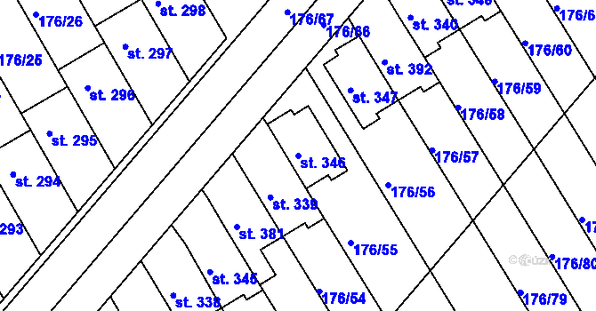 Parcela st. 346 v KÚ Vrbátky, Katastrální mapa