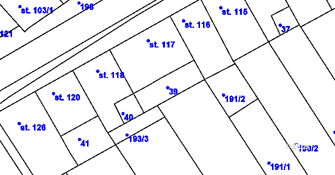 Parcela st. 39 v KÚ Vrbátky, Katastrální mapa