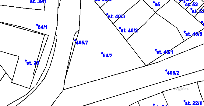 Parcela st. 64/2 v KÚ Vrbátky, Katastrální mapa