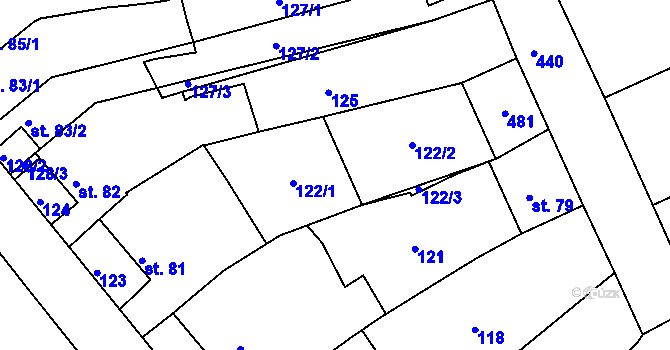 Parcela st. 122 v KÚ Vrbátky, Katastrální mapa