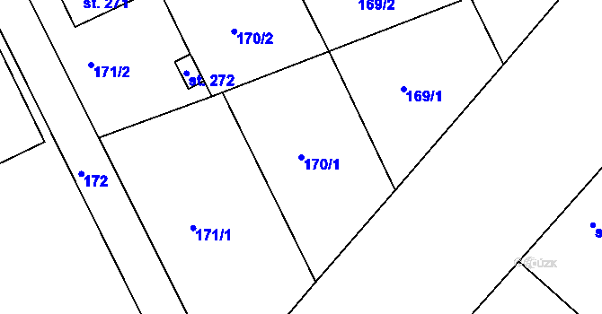 Parcela st. 170/1 v KÚ Vrbátky, Katastrální mapa