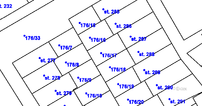 Parcela st. 176/17 v KÚ Vrbátky, Katastrální mapa
