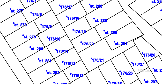 Parcela st. 176/20 v KÚ Vrbátky, Katastrální mapa