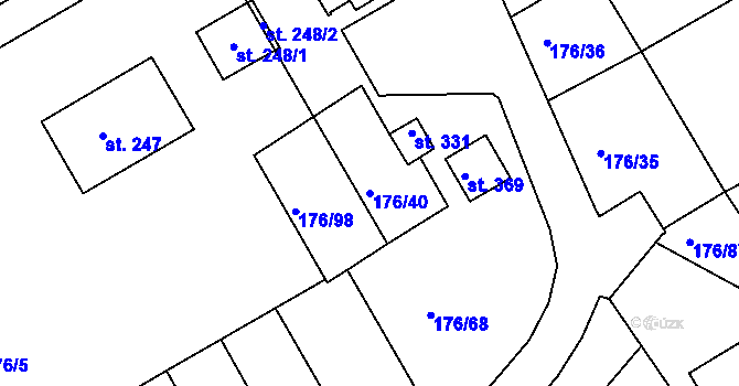 Parcela st. 176/40 v KÚ Vrbátky, Katastrální mapa