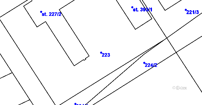 Parcela st. 223 v KÚ Vrbátky, Katastrální mapa