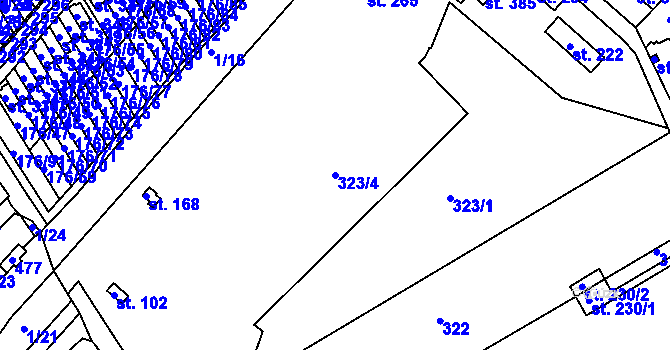 Parcela st. 323/4 v KÚ Vrbátky, Katastrální mapa
