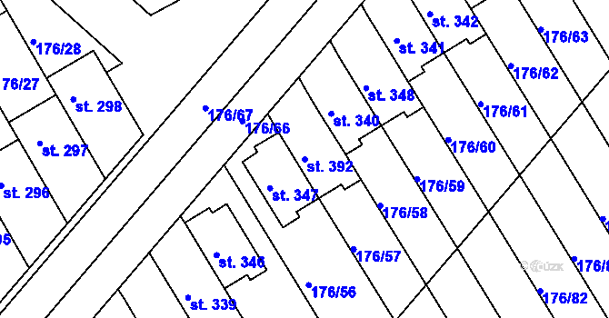Parcela st. 392 v KÚ Vrbátky, Katastrální mapa