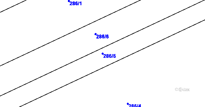 Parcela st. 286/5 v KÚ Vrbátky, Katastrální mapa