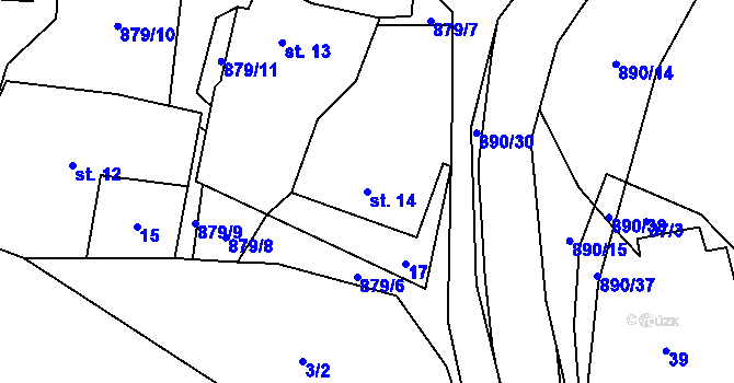 Parcela st. 14 v KÚ Louka u Vrbatova Kostelce, Katastrální mapa