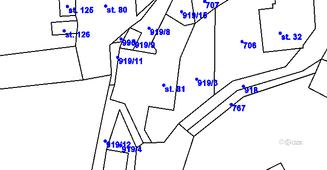 Parcela st. 81 v KÚ Louka u Vrbatova Kostelce, Katastrální mapa
