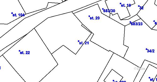 Parcela st. 21 v KÚ Vrbatův Kostelec, Katastrální mapa