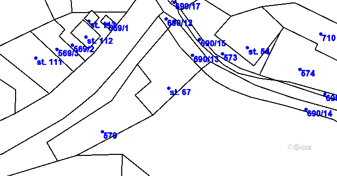 Parcela st. 67 v KÚ Vrbatův Kostelec, Katastrální mapa