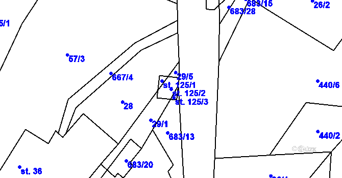 Parcela st. 125/2 v KÚ Vrbatův Kostelec, Katastrální mapa