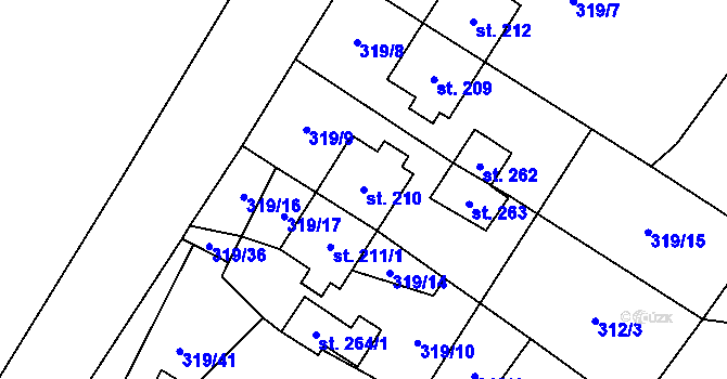 Parcela st. 210 v KÚ Vrbatův Kostelec, Katastrální mapa
